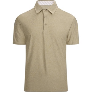Alex Vando Mens Golf Shirt Moisture Wicking Quick-Dry Short Sleeve Polo(Khaki)