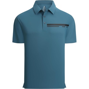 Alex Vando Mens Golf Shirt Moisture Wicking Quick-Dry Short Sleeve Polo(Teal Pique)