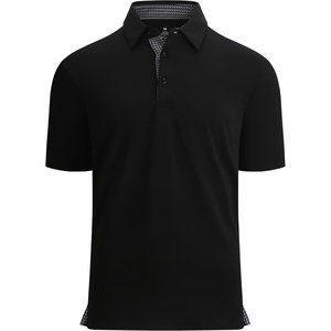 Alex Vando Mens Golf Shirt Quick-Dry Solid Short Sleeve Polo Shirts(Black 09)