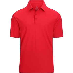Alex Vando Mens Golf Shirt Quick-Dry Solid Short Sleeve Polo Shirts(Red 100)