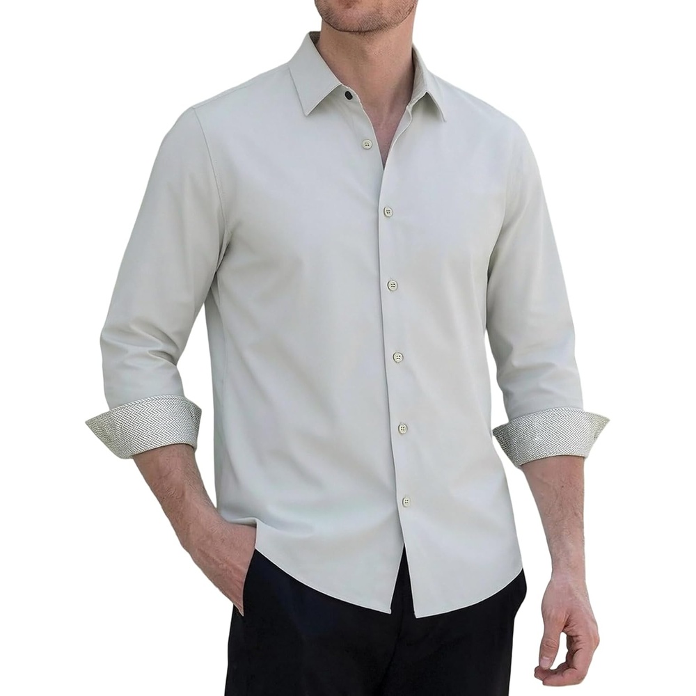 image:imageAlex Vando Mens Twill Dress Shirts Wrinkle Resistant Business Casual ShirtGrey