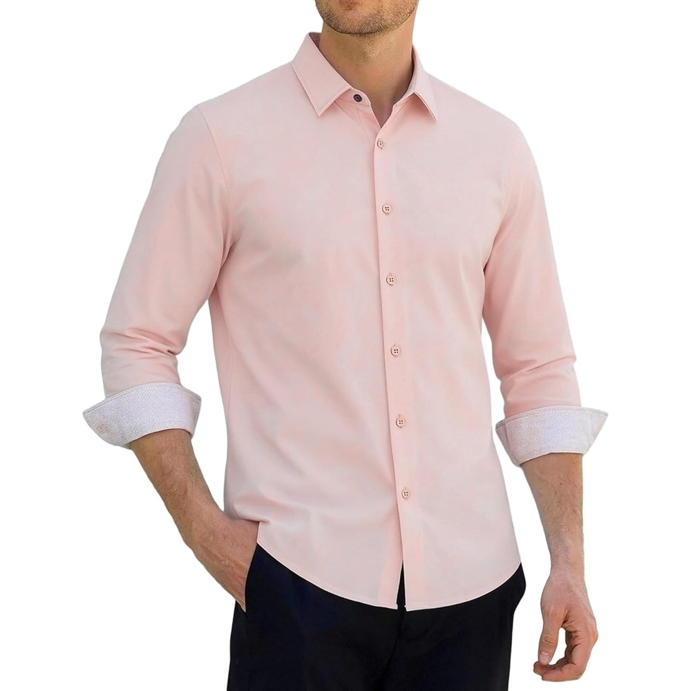 image:imageAlex Vando Mens Twill Dress Shirts Wrinkle Resistant Business Casual ShirtPink
