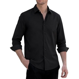 Alex Vando Mens Twill Dress Shirts Wrinkle Resistant Business Casual Shirt(Black)