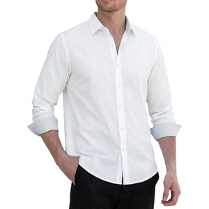 Alex Vando Mens Twill Dress Shirts Wrinkle Resistant Business Casual Shirt(White)