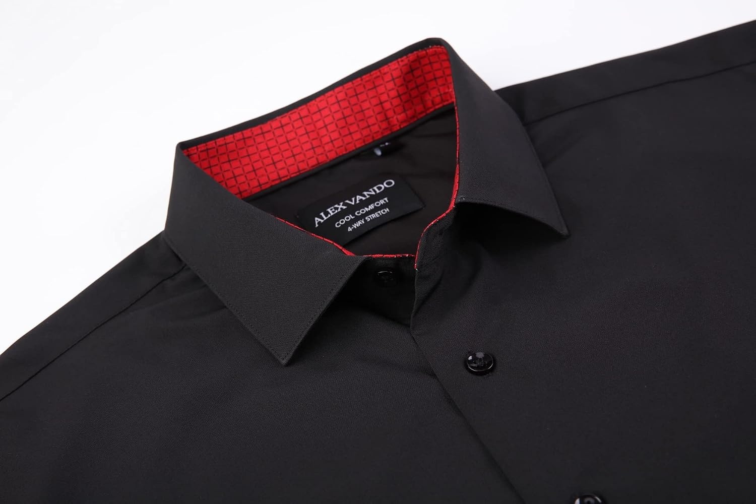 image:imageAlex Vando Mens Regular Fit Long Sleeve Stretch Dress Shirts06 Black