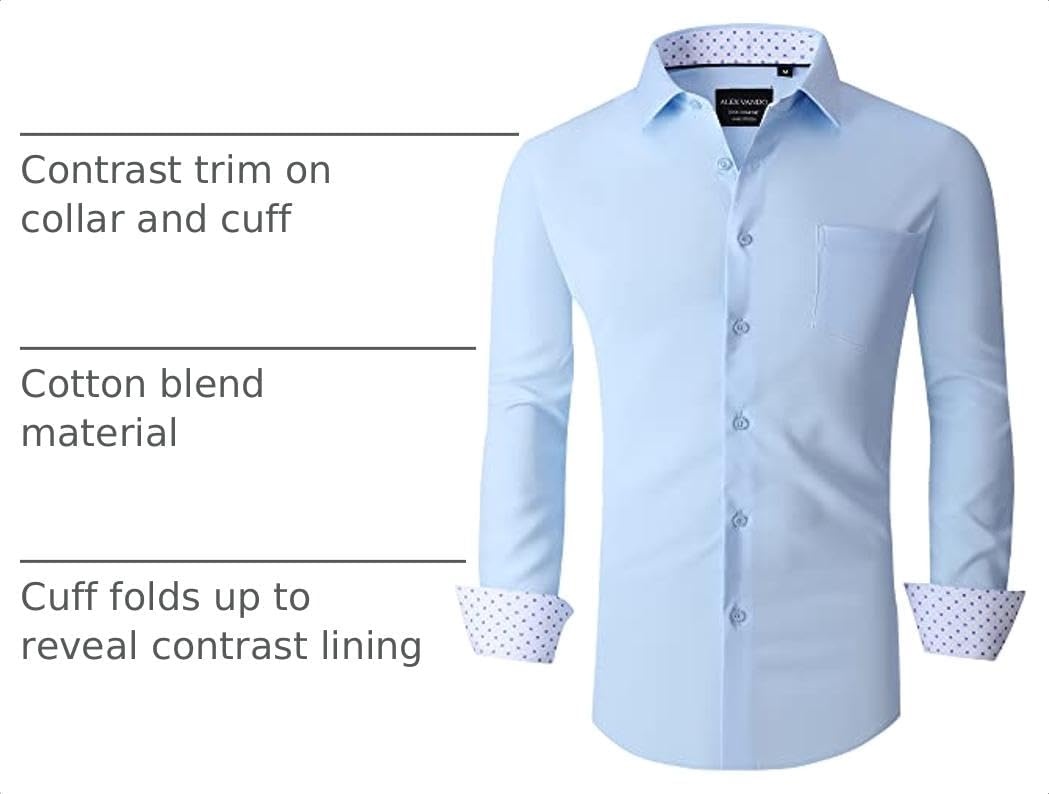 image:imageAlex Vando Mens Regular Fit Long Sleeve Stretch Dress Shirts06 Blue