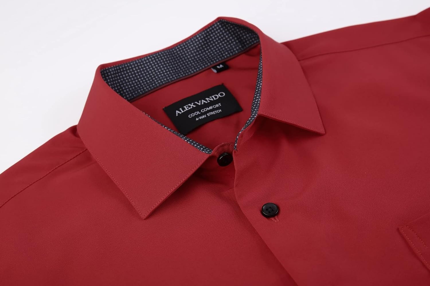 image:imageAlex Vando Mens Regular Fit Long Sleeve Stretch Dress Shirts06 Red