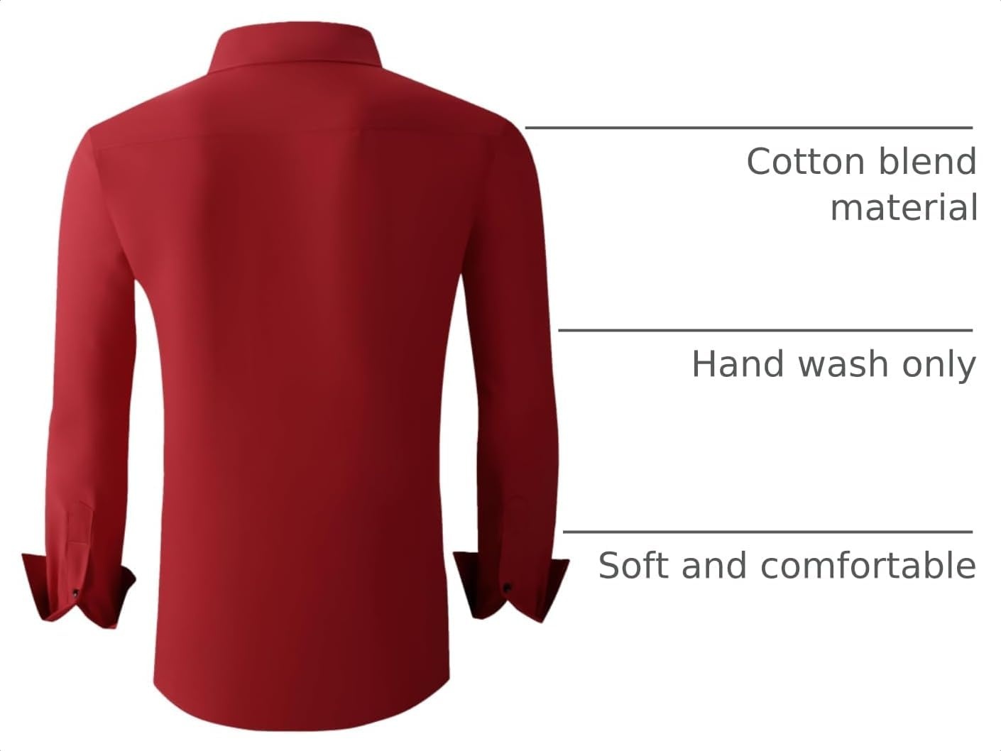image:imageAlex Vando Mens Regular Fit Long Sleeve Stretch Dress Shirts06 Red
