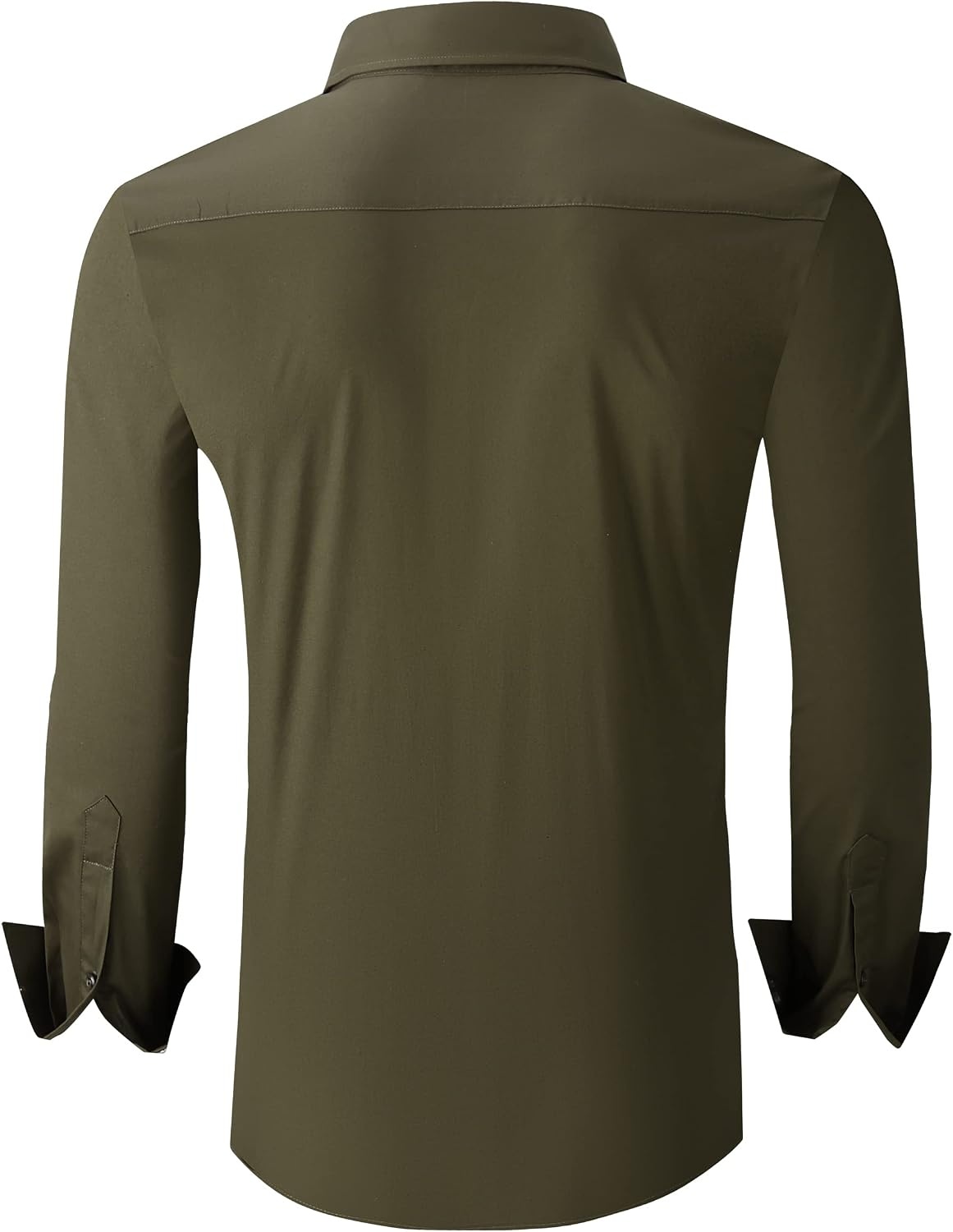 image:imageAlex Vando Mens Regular Fit Long Sleeve Stretch Dress ShirtsArmy