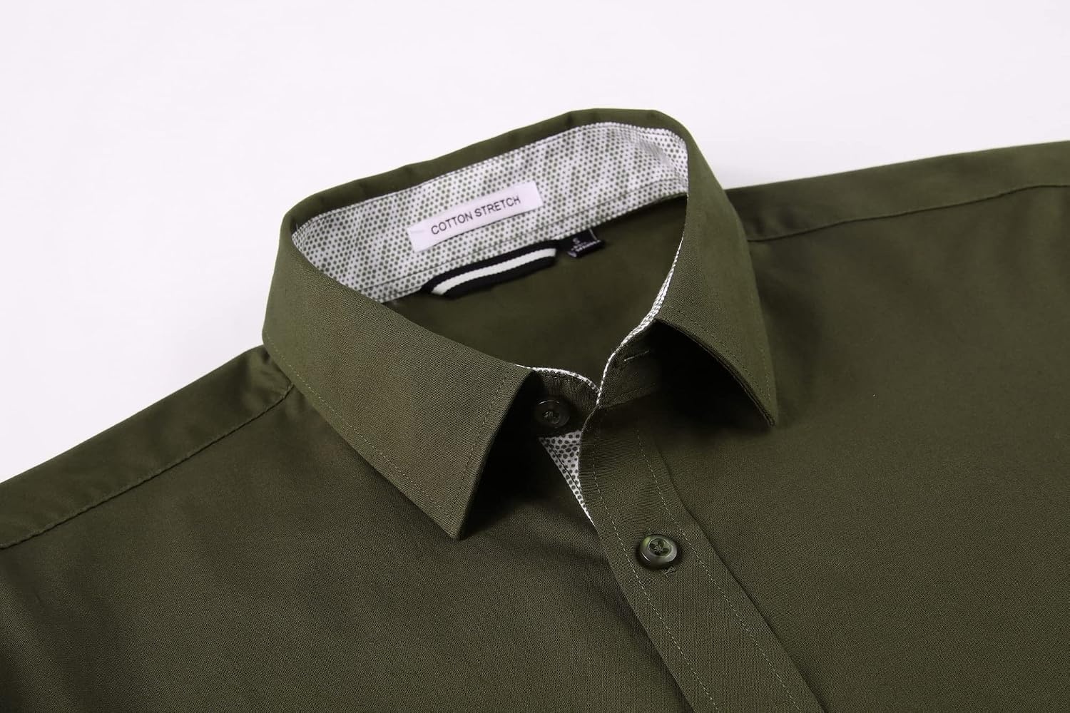 image:imageAlex Vando Mens Regular Fit Long Sleeve Stretch Dress ShirtsArmy