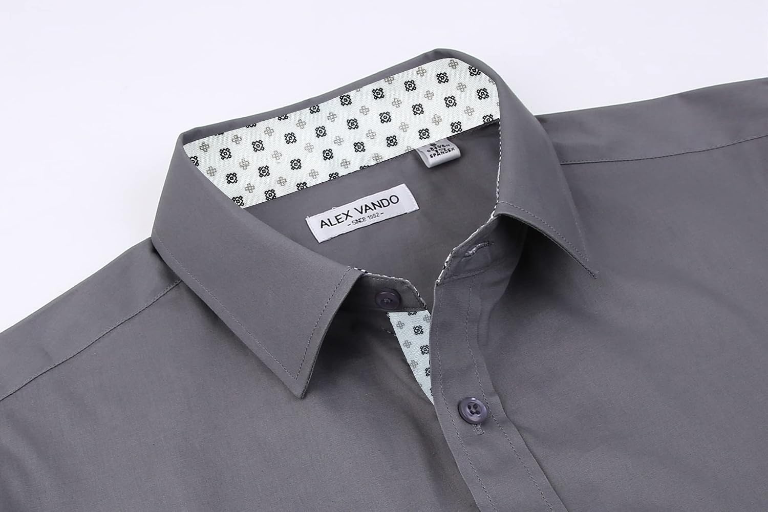 image:imageAlex Vando Mens Regular Fit Long Sleeve Stretch Dress ShirtsCharcoal