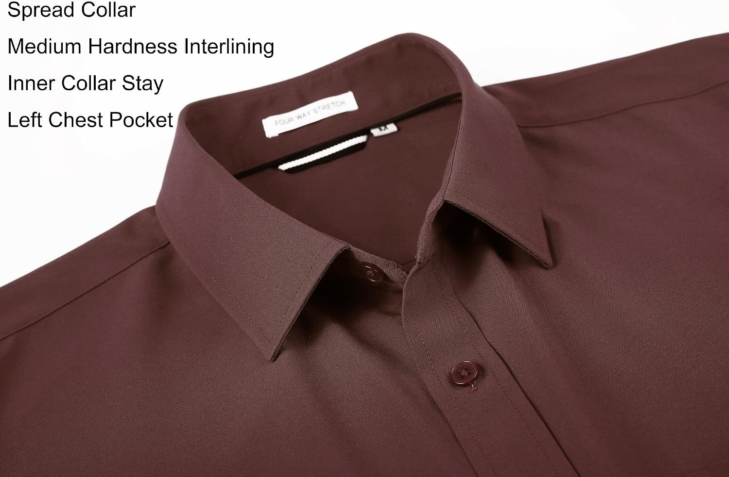 image:imageAlex Vando Mens Regular Fit Long Sleeve Stretch Dress ShirtsCoffee