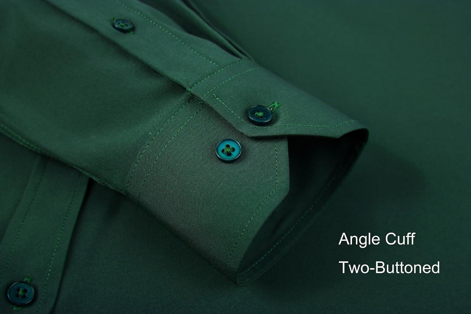 image:imageAlex Vando Mens Regular Fit Long Sleeve Stretch Dress ShirtsForest Green