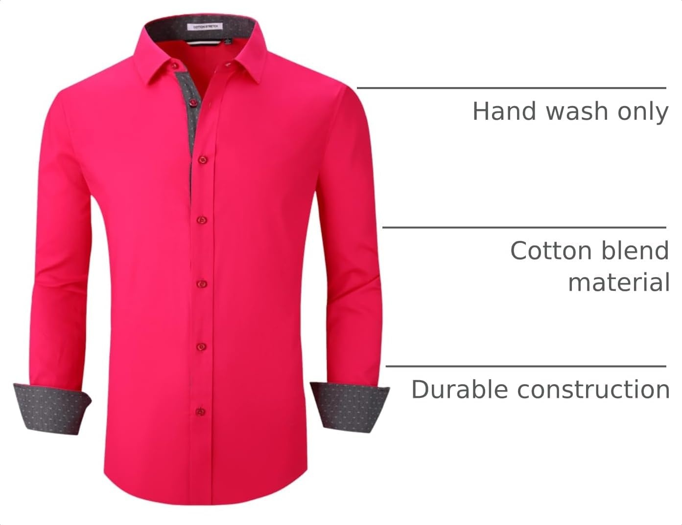 image:imageAlex Vando Mens Regular Fit Long Sleeve Stretch Dress ShirtsFuchsia