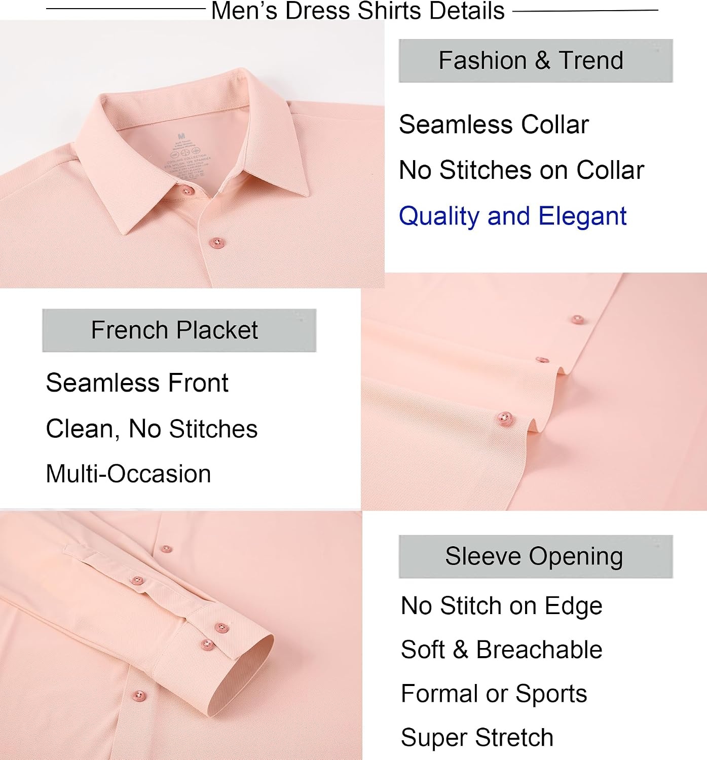 image:imageAlex Vando Mens Regular Fit Long Sleeve Stretch Dress ShirtsKnit Pink