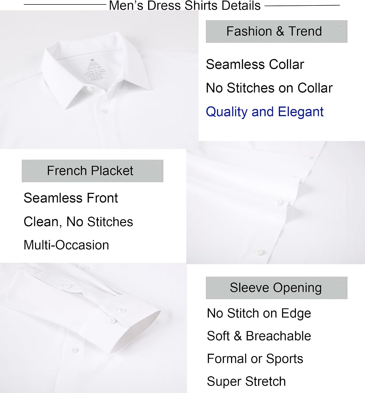 image:imageAlex Vando Mens Regular Fit Long Sleeve Stretch Dress ShirtsKnit White