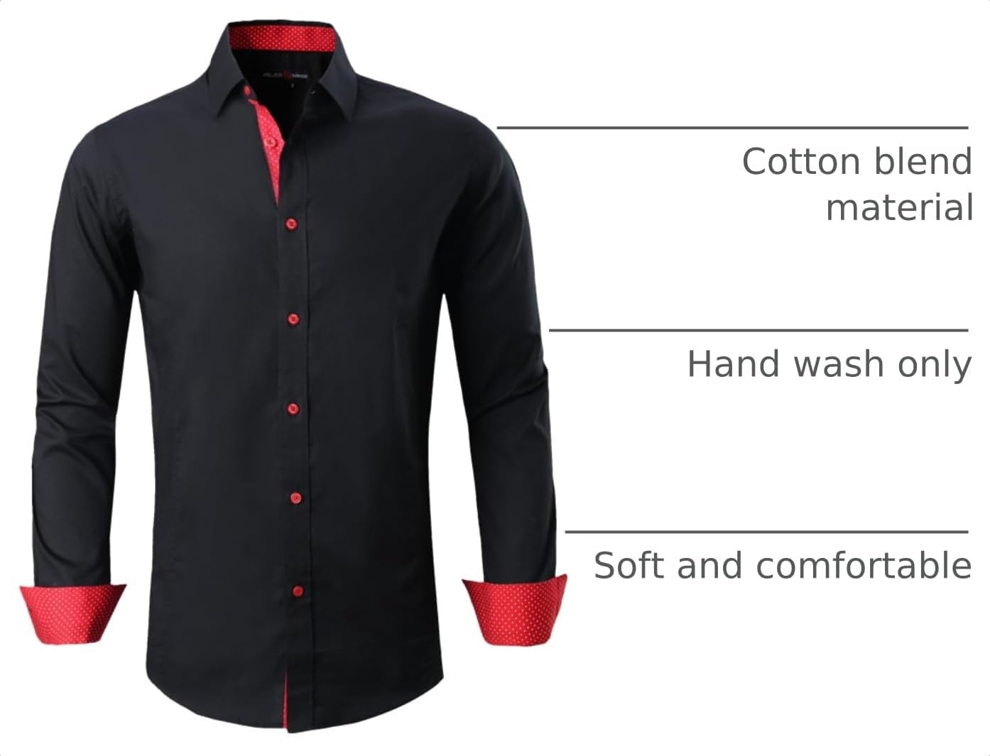 image:imageAlex Vando Mens Regular Fit Long Sleeve Stretch Dress ShirtsL17black