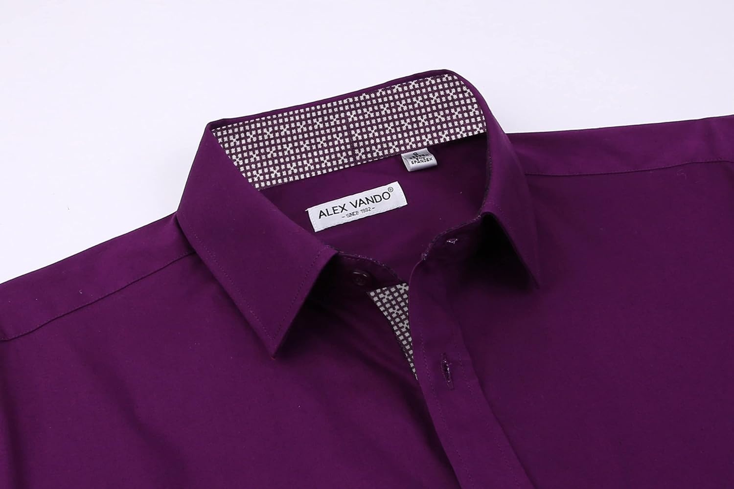 image:imageAlex Vando Mens Regular Fit Long Sleeve Stretch Dress ShirtsL17purple