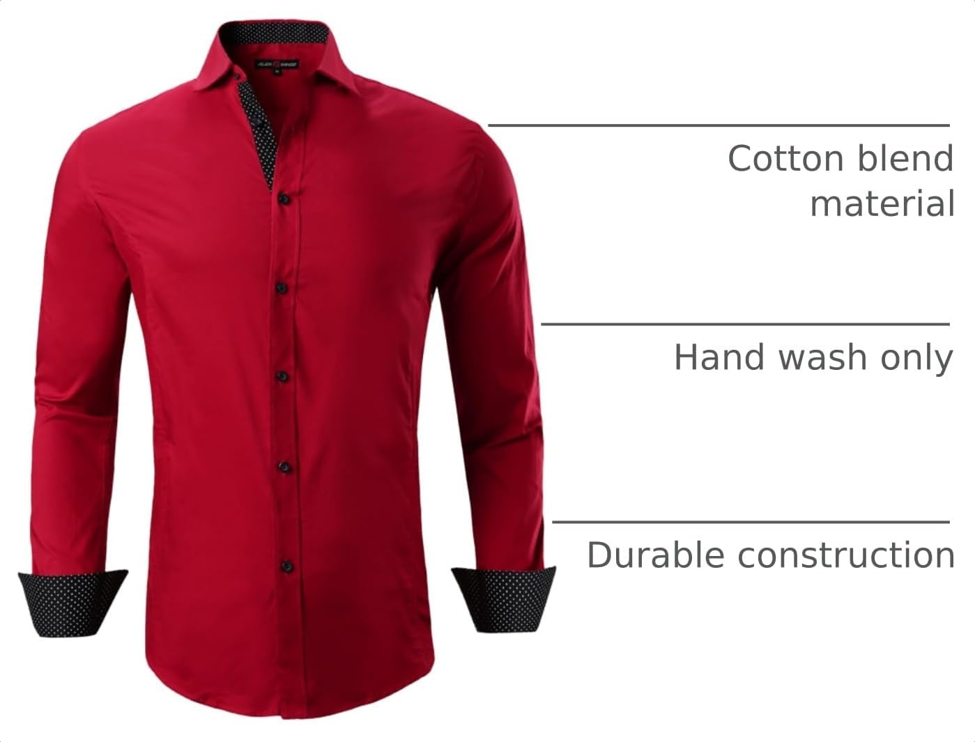 image:imageAlex Vando Mens Regular Fit Long Sleeve Stretch Dress ShirtsL17red