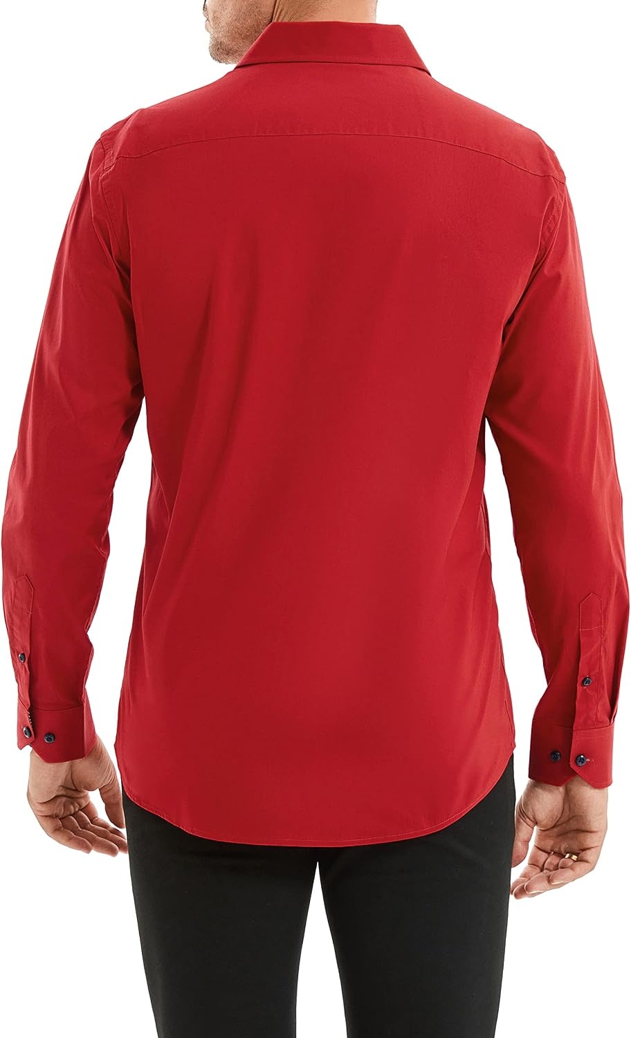 image:imageAlex Vando Mens Regular Fit Long Sleeve Stretch Dress ShirtsL17red