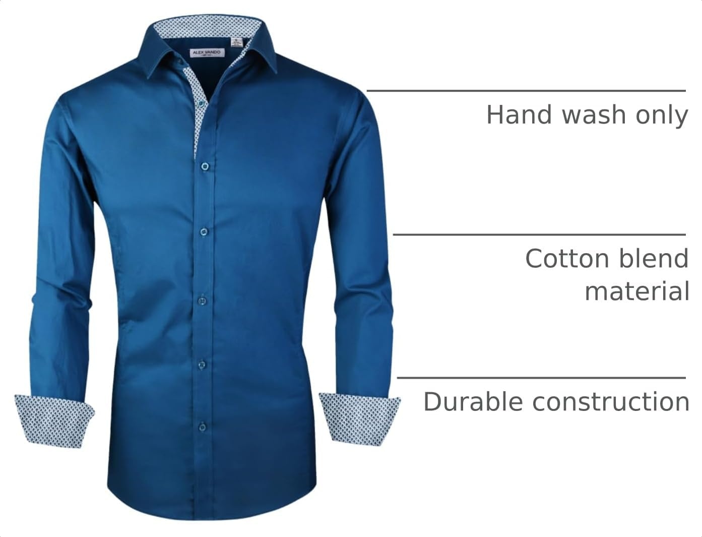image:imageAlex Vando Mens Regular Fit Long Sleeve Stretch Dress ShirtsL17teal