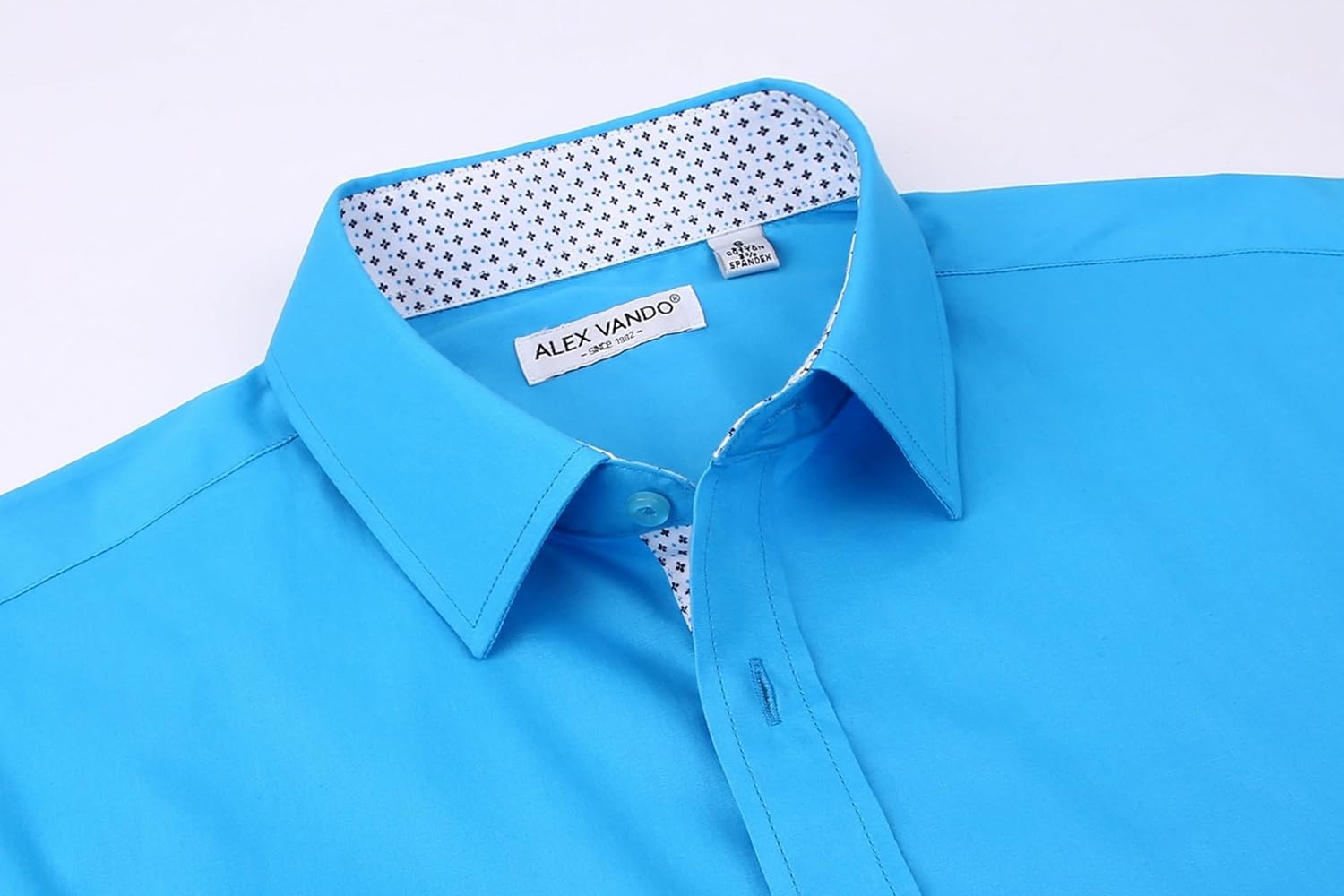 image:imageAlex Vando Mens Regular Fit Long Sleeve Stretch Dress ShirtsL17turquoise