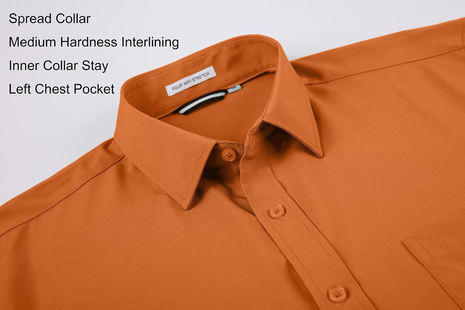 image:imageAlex Vando Mens Regular Fit Long Sleeve Stretch Dress ShirtsOrange