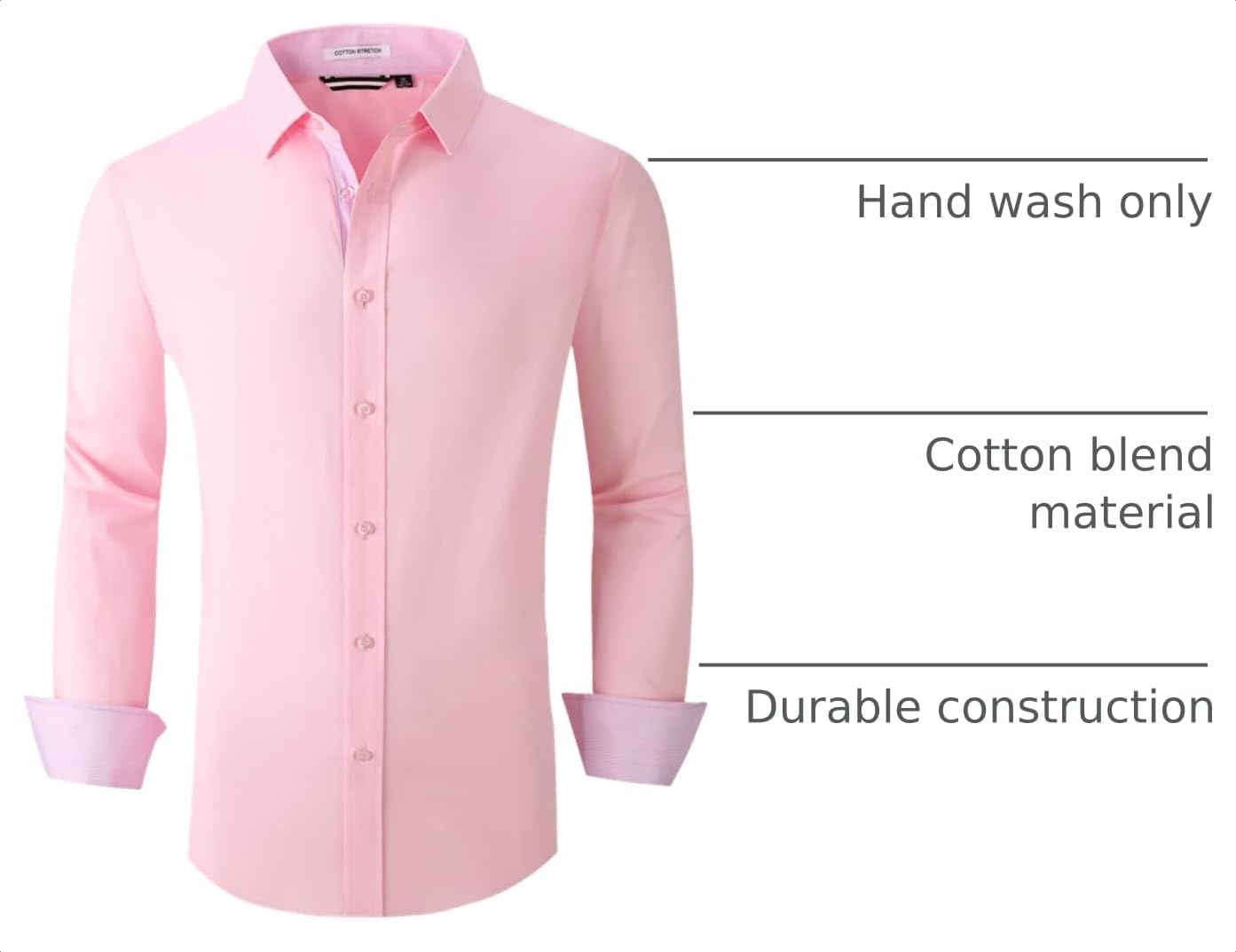 image:imageAlex Vando Mens Regular Fit Long Sleeve Stretch Dress ShirtsPink