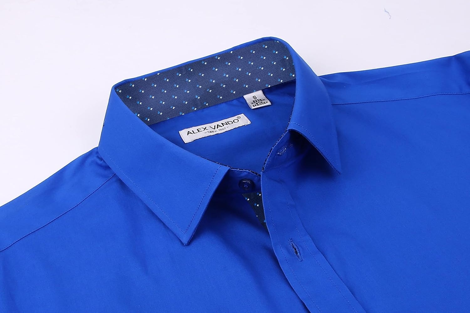 image:imageAlex Vando Mens Regular Fit Long Sleeve Stretch Dress ShirtsRoral Blue