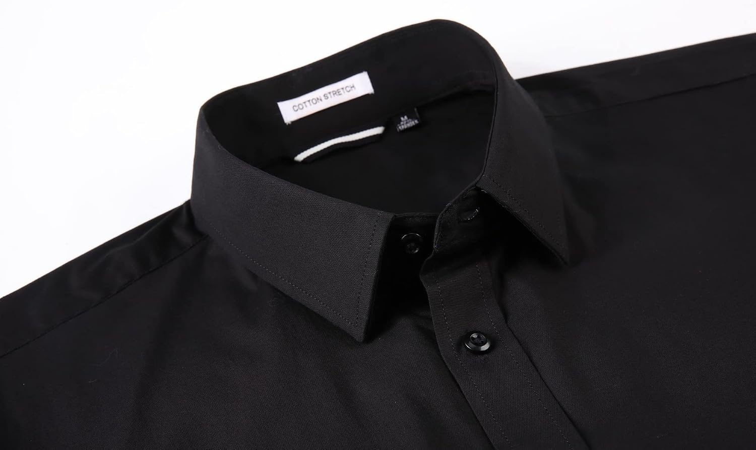 image:imageAlex Vando Mens Regular Fit Long Sleeve Stretch Dress ShirtsSolid Black