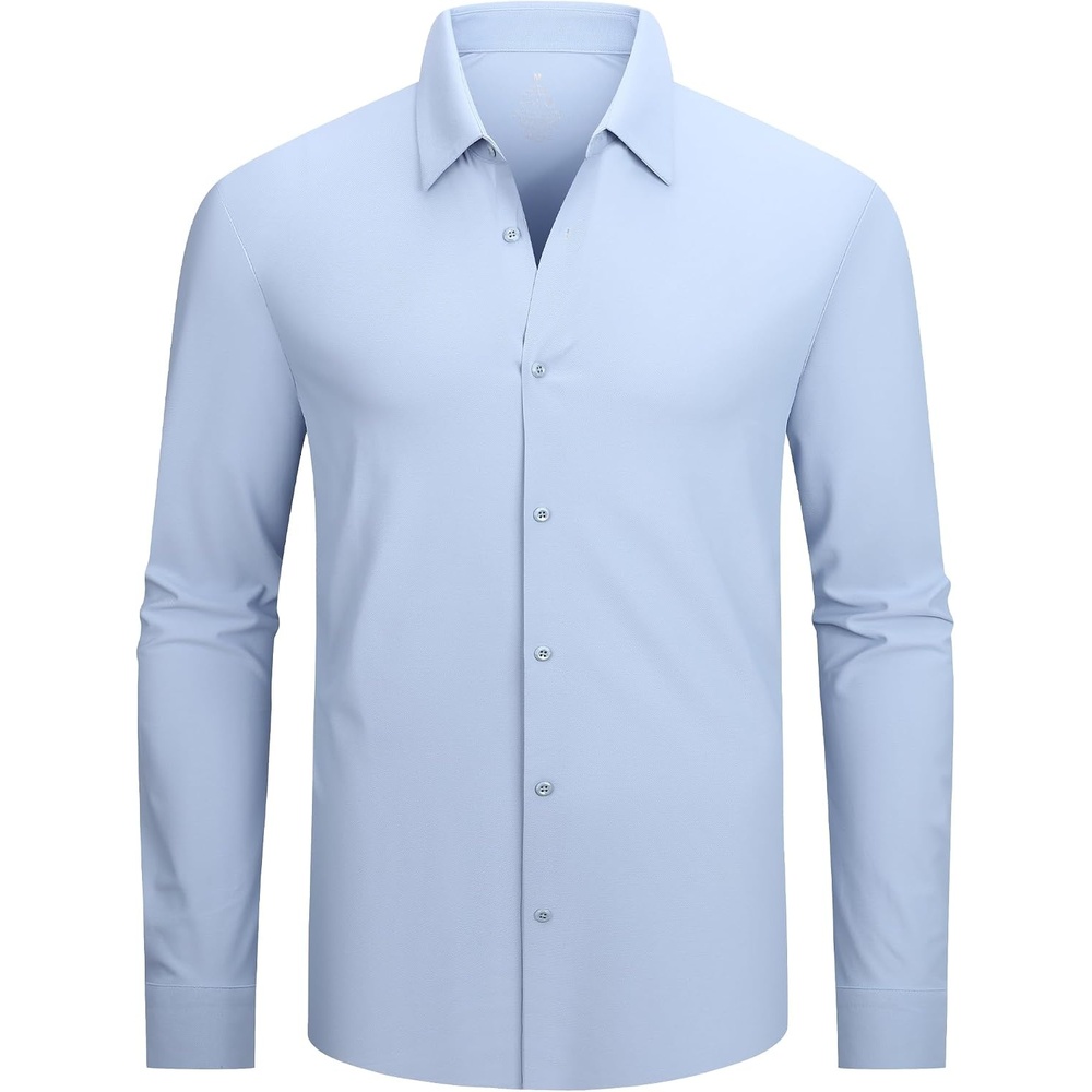 image:imageAlex Vando Mens Regular Fit Long Sleeve Stretch Dress ShirtsKnit Blue