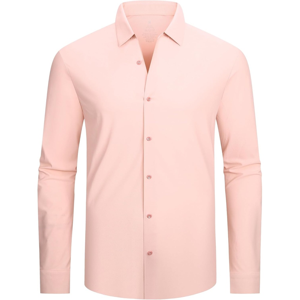 image:imageAlex Vando Mens Regular Fit Long Sleeve Stretch Dress ShirtsKnit Pink
