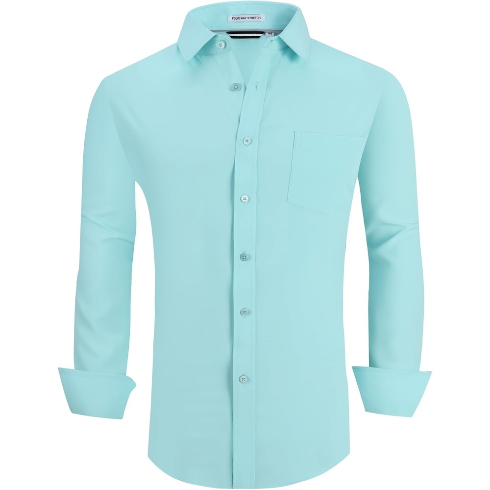 image:imageAlex Vando Mens Regular Fit Long Sleeve Stretch Dress ShirtsMint