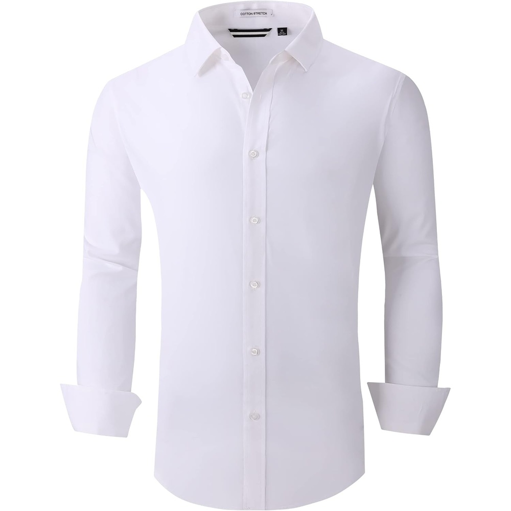 image:imageAlex Vando Mens Regular Fit Long Sleeve Stretch Dress ShirtsSolid White