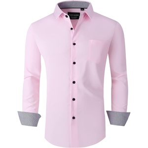 Alex Vando Mens Regular Fit Long Sleeve Stretch Dress Shirts(06 Pink)