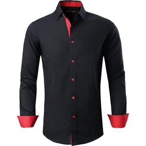 Alex Vando Mens Regular Fit Long Sleeve Stretch Dress Shirts(L17-black)