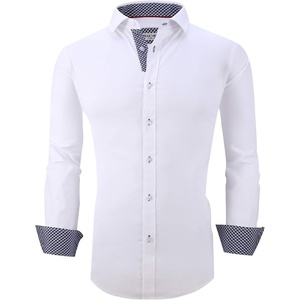 Alex Vando Mens Regular Fit Long Sleeve Stretch Dress Shirts(L19-white)