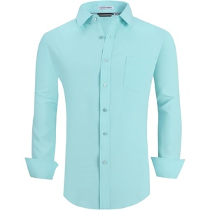 Alex Vando Mens Regular Fit Long Sleeve Stretch Dress Shirts(Mint)