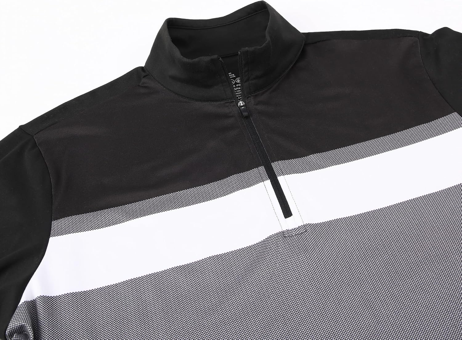 image:imageAlex Vando Mens Long Sleeve Color Block Mock Neck Zipper Golf ShirtsBlack 171