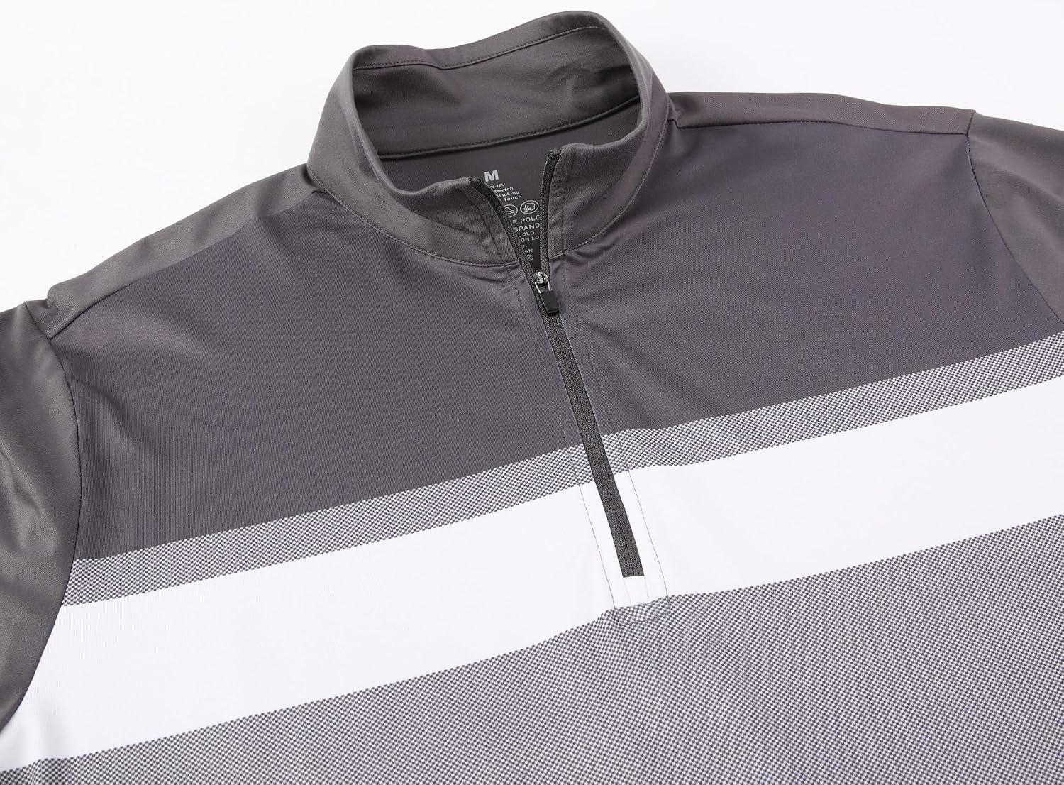 image:imageAlex Vando Mens Long Sleeve Color Block Mock Neck Zipper Golf ShirtsDark Grey 171