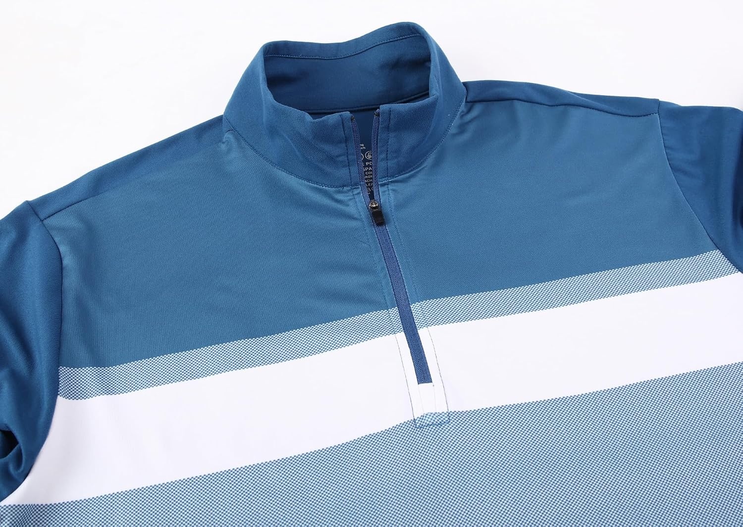 image:imageAlex Vando Mens Long Sleeve Color Block Mock Neck Zipper Golf ShirtsNavy 171