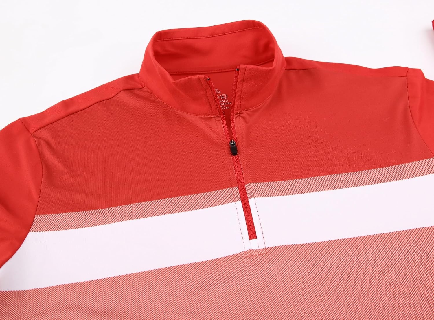 image:imageAlex Vando Mens Long Sleeve Color Block Mock Neck Zipper Golf ShirtsRed 171