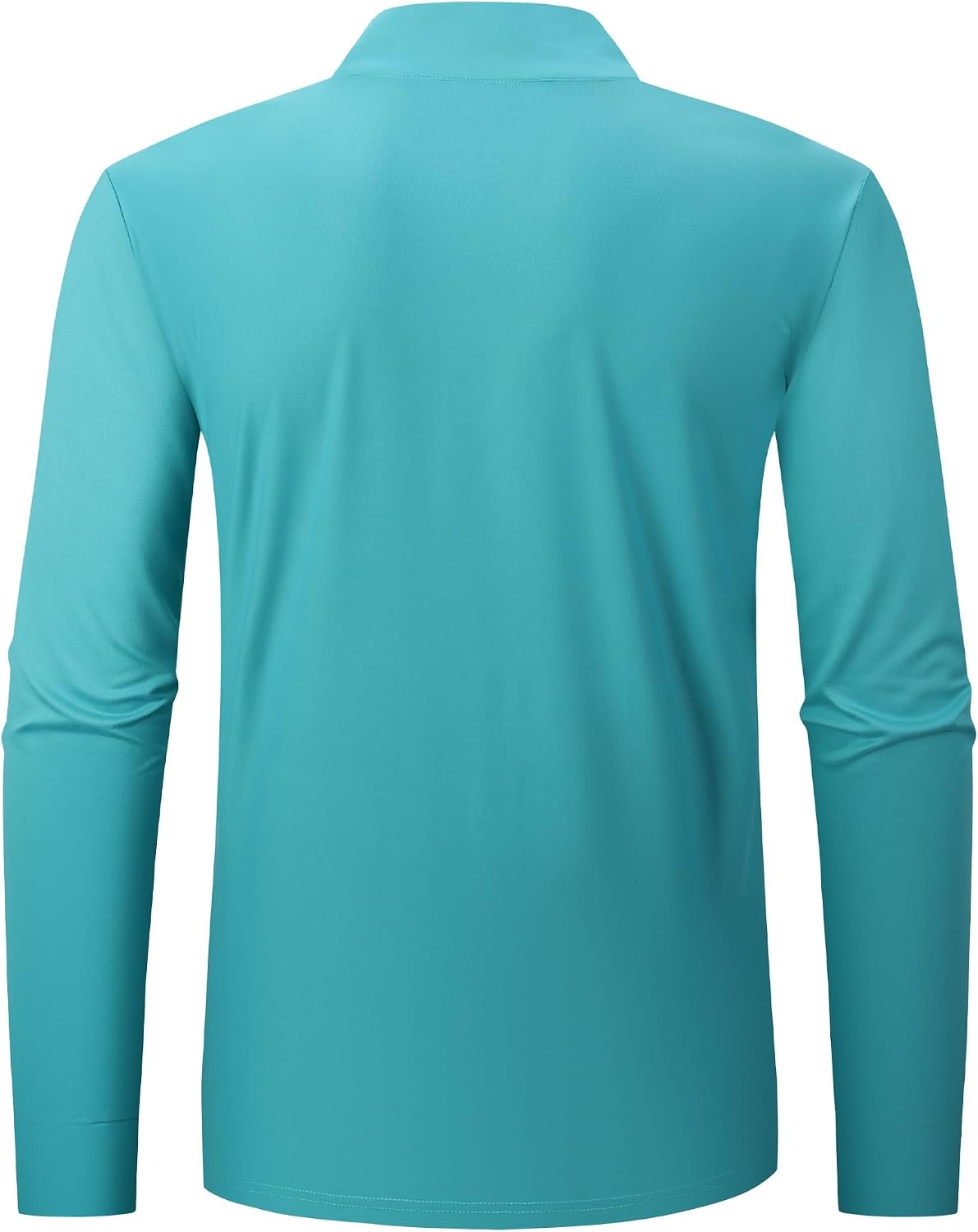 image:imageAlex Vando Mens Long Sleeve Color Block Mock Neck Zipper Golf ShirtsTurquoise 171