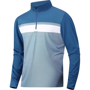 Alex Vando Mens Long Sleeve Color Block Mock Neck Zipper Golf Shirts(Navy 171)