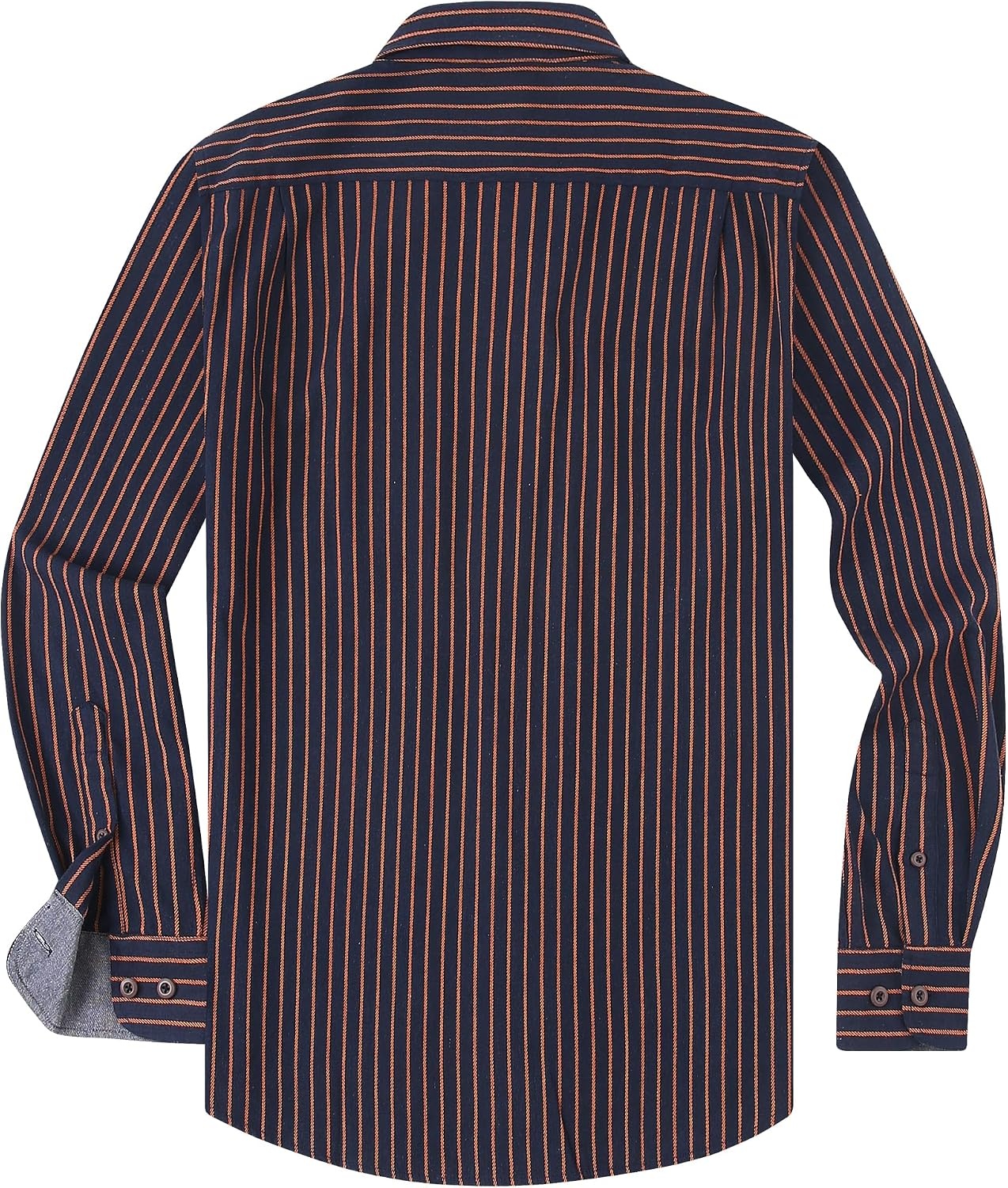 image:imageAlex Vando Mens Button Down Regular Fit Long Sleeve Casual Flannel ShirtsNavyOrange Stripe