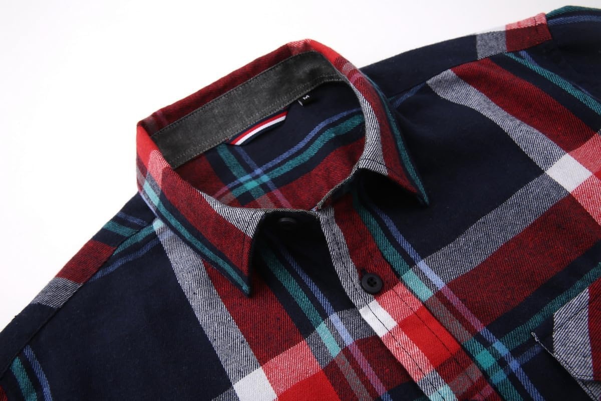image:imageAlex Vando Mens Button Down Regular Fit Long Sleeve Casual Flannel ShirtsNavyRed 410