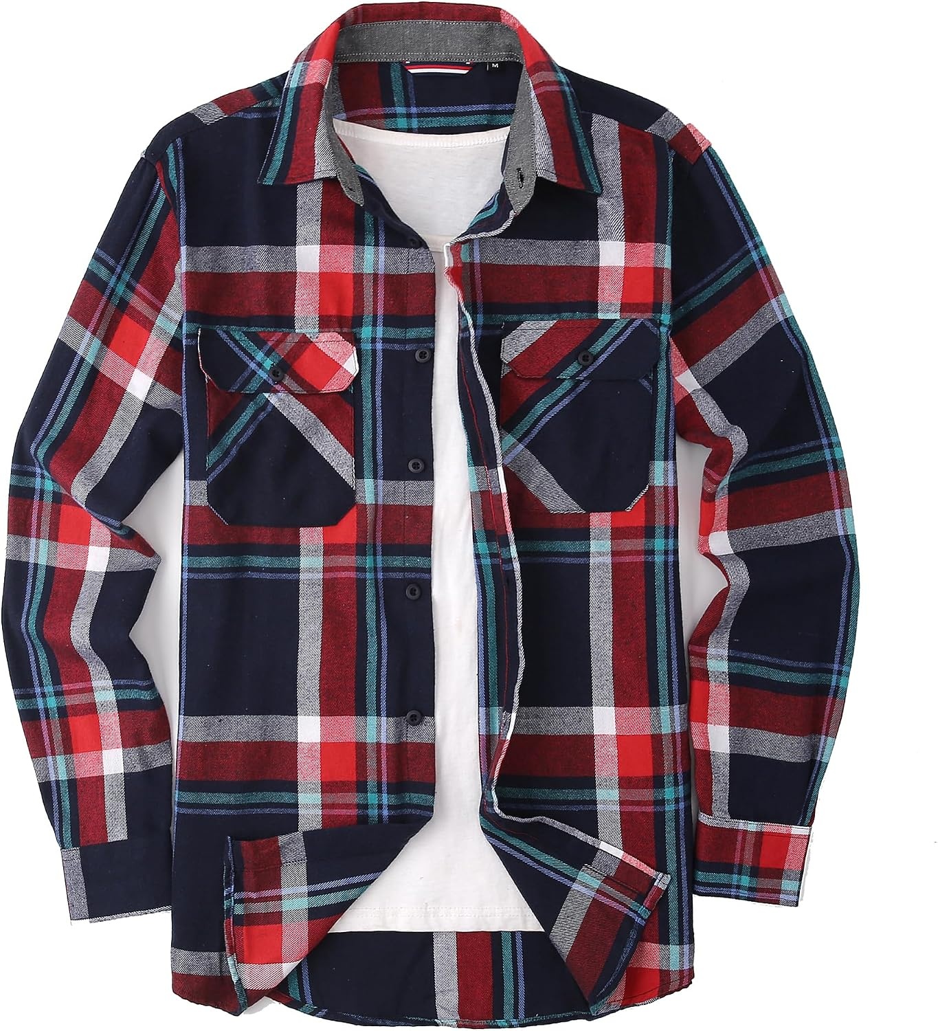 image:imageAlex Vando Mens Button Down Regular Fit Long Sleeve Casual Flannel ShirtsNavyRed 410