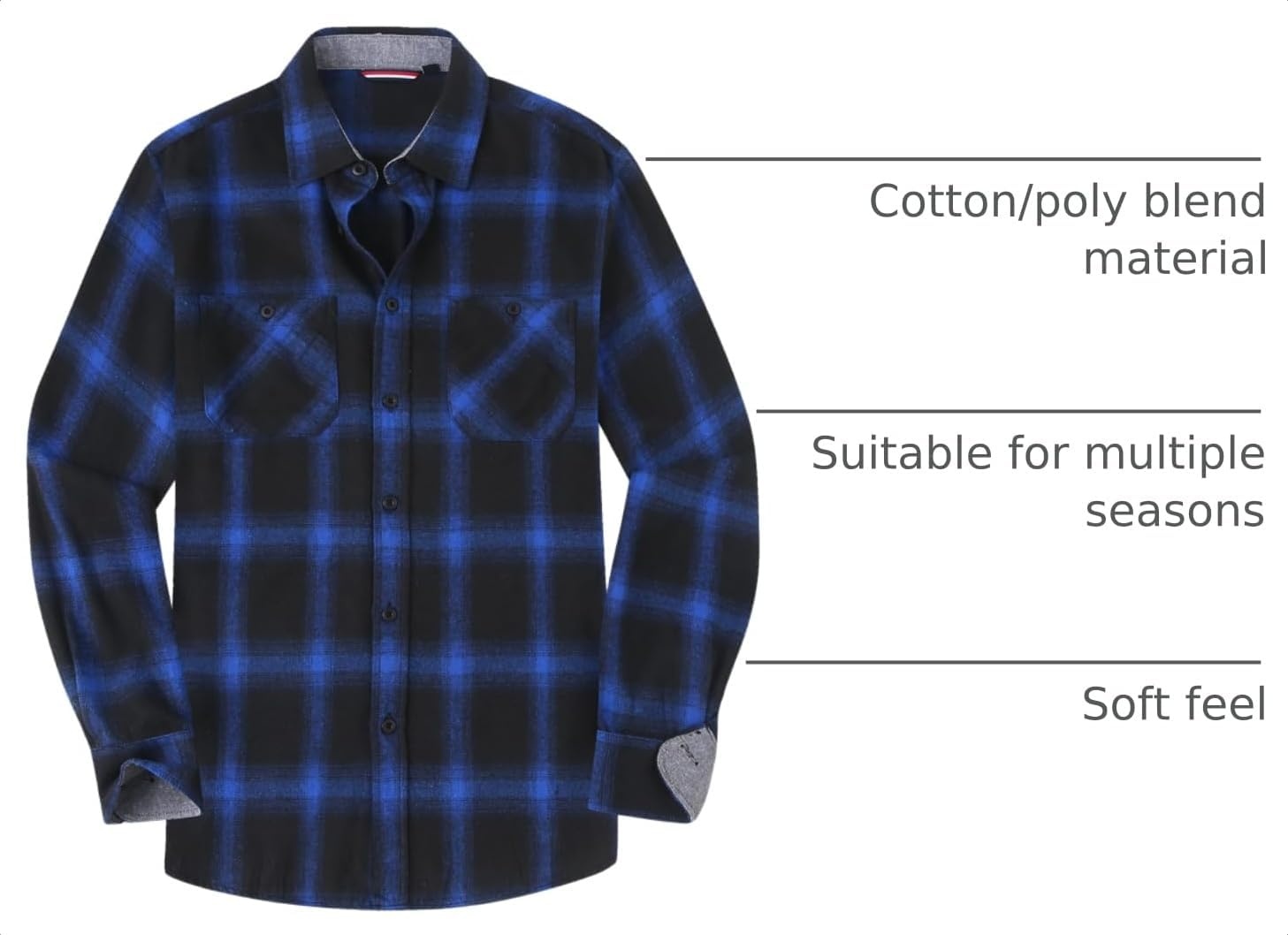 image:imageAlex Vando Mens Button Down Regular Fit Long Sleeve Casual Flannel ShirtsNavyRoyal