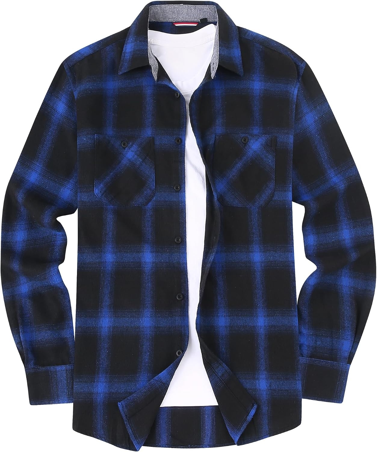 image:imageAlex Vando Mens Button Down Regular Fit Long Sleeve Casual Flannel ShirtsNavyRoyal