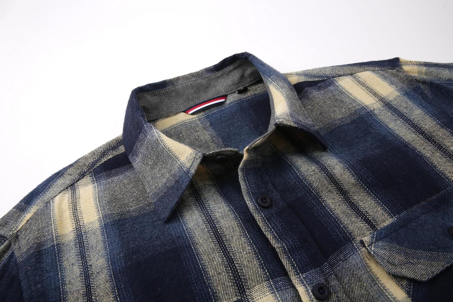 image:imageAlex Vando Mens Button Down Regular Fit Long Sleeve Casual Flannel ShirtsNavyYellow